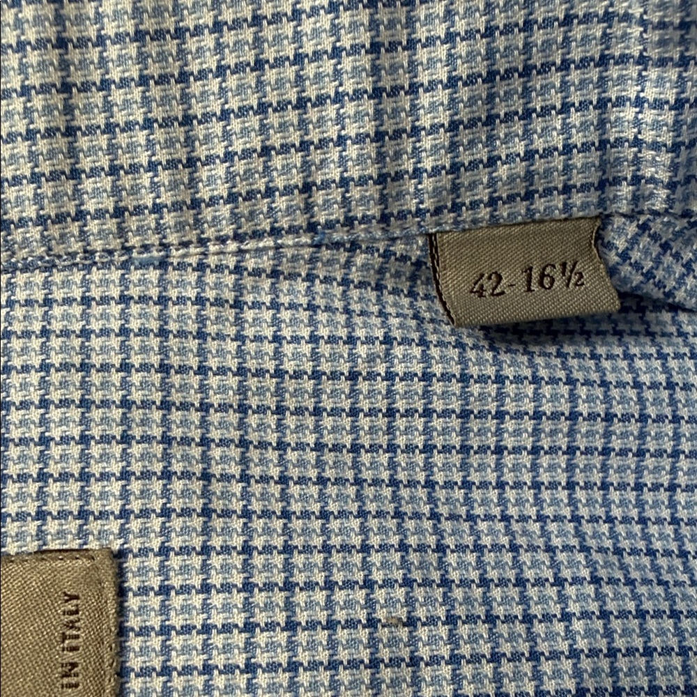 NWOT Canali Men’s Luxury Italian Shirt Sky Blue Checkered Dress Shirt, L - Picture 8 of 9